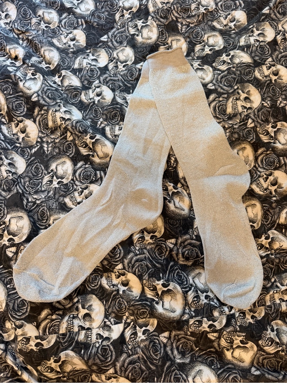 Vintage Sparkle Silver White (unisex) Men's Crew Socks (osfm) Fancy Dress Sox